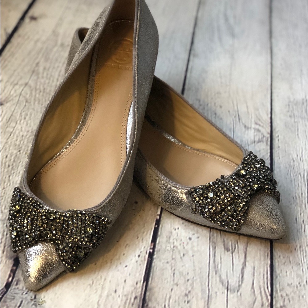 Tory Burch silver flats
